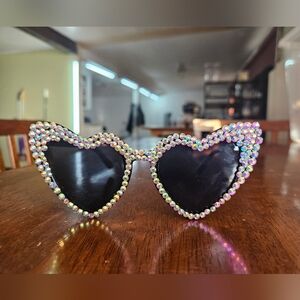 Heart-Shaped Rhinestone Sunglasses